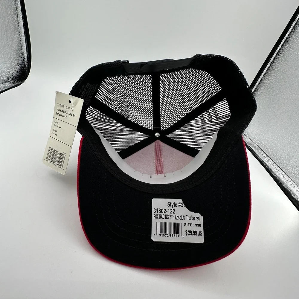 Fox Racing Absolute Snapback Kids Hat YOUTH Mesh Back Flame Red Cap NEW